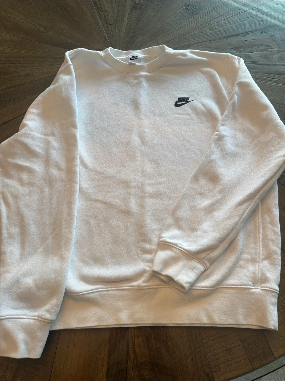 Nike White Crewneck Sweatshirt with Black Swoosh